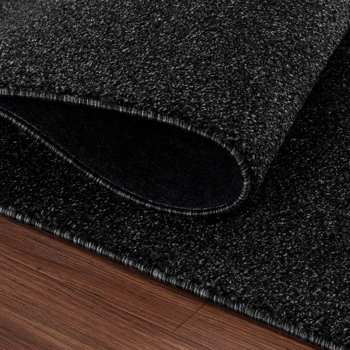 Läufer Teppich 60x100 cm Anthrazit, Kurzflor, Einfarbig, Modern, Rechteckig, rutschfest, Pflegeleich