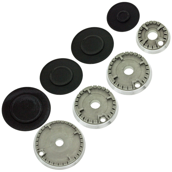 Spares2go Brennerkopf und Kappe für Zanussi-Gasherde (1 x Klein, 2 x Mittel, 1 x Gross)