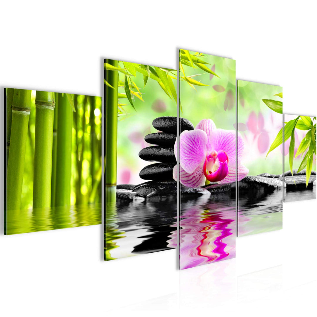 Runa Art Wandbilder Orchidee Feng Shui 5 Teilig Bild auf Vlies Leinwand Deko Wohnzimmer Schlafzimmer