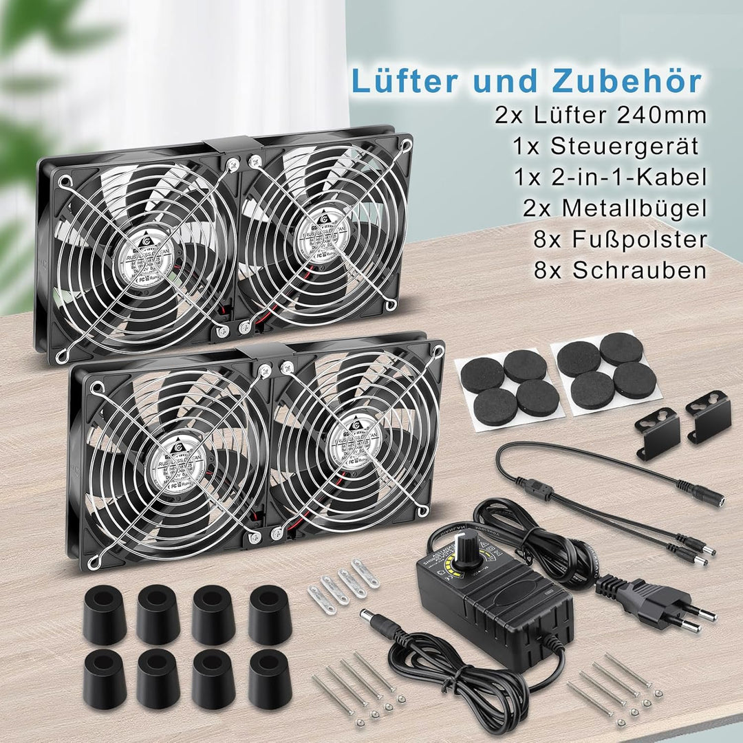 GDSTIME 4 x 120mm Lüfter DC 12V Computer Lüfter Mit AC 230V Lüfter Geschwindigkeitskontrolle einstel