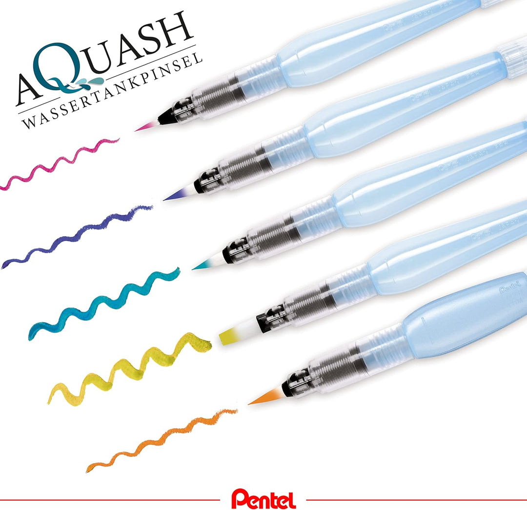 Pentel Aquash Brush FRH, Set mit 3 Pinseln für Wasserbehälter mit feinen, mittelgrossen und grossen