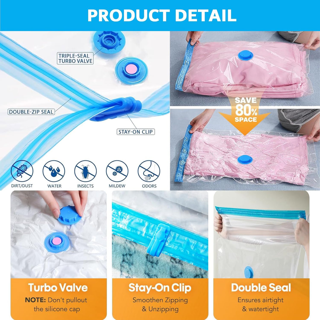 10 Stück Vakuumbeutel für Kleidung 60x40cm, Vacuum Bags for Clothing Kleiderbeutel Vakuum, Vakuumbeu