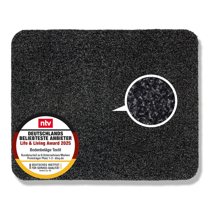 Astra Schmutzfangmatte innen waschbar 60x75 cm – Sauberlaufmatte schwarz 100% Baumwolle Matte - Entr