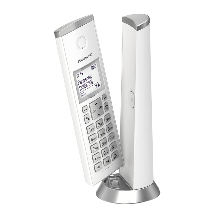 Panasonic KX-TGK220GW Design-Telefon mit Anrufbeantworter (Wecker, Haustelefon (schnurlos), HD-Telef