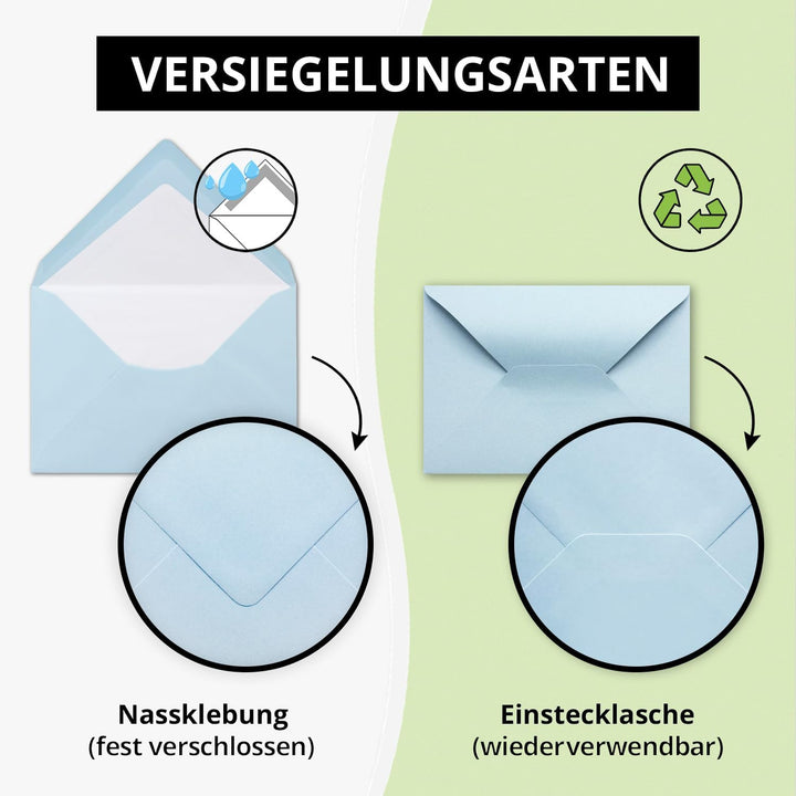 700 Briefumschläge Hellblau - DIN C6 - gefüttert mit weissem Seidenpapier - 80 g/m² - 11,4 x 16,2 cm