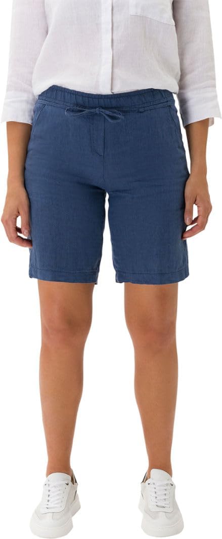 BRAX Damen Style Mel B Bermuda Pure Linen Jeans-Shorts 31W / 32L Indigo, 31W / 32L Indigo