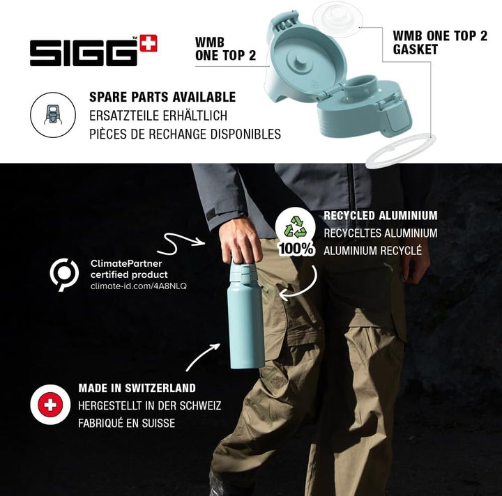 SIGG - Alu Trinkflasche - WMB ONE - Made in Switzerland - ClimatePartner - Kohlensäure geeignet - Au