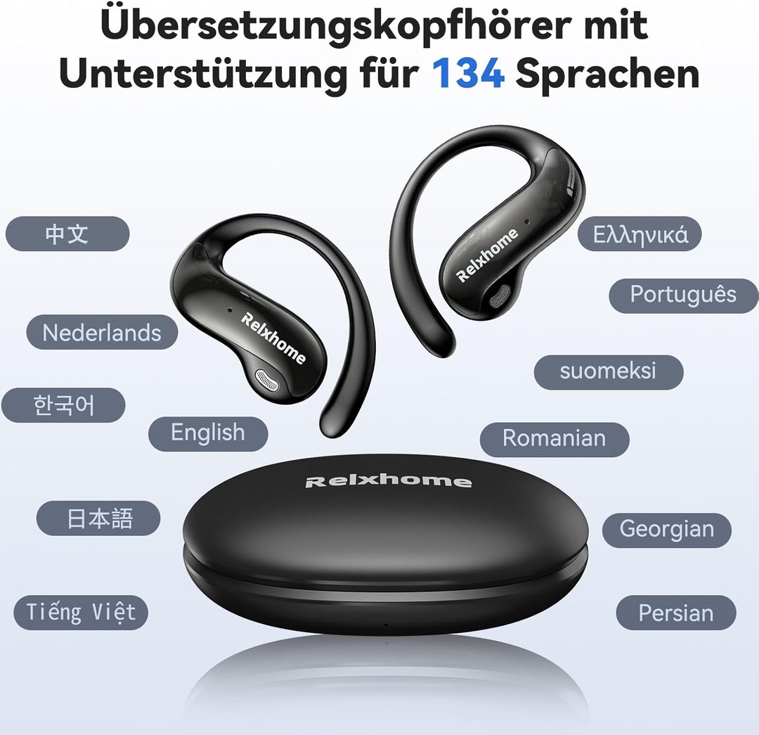 NE19 AI Übersetzer Kopfhörer, 3-in-1 Übersetzungskopfhörer für 134 Sprachen mit APP, Open Ear Sprach
