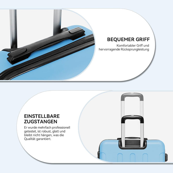 BEIBYE Hartschalen-Koffer Trolley Rollkoffer Reisekoffer Handgepäck 4 Rollen (M-L-XL-Set) (Glacial B