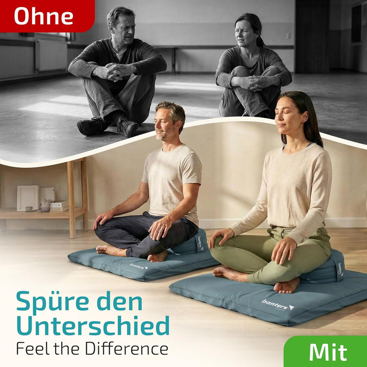 Banters Zabuton Meditationsmatte, 80x80x6 cm, Baumwolle, waschbar, 1,8 kg | Bezug 100% Baumwolle, Ba
