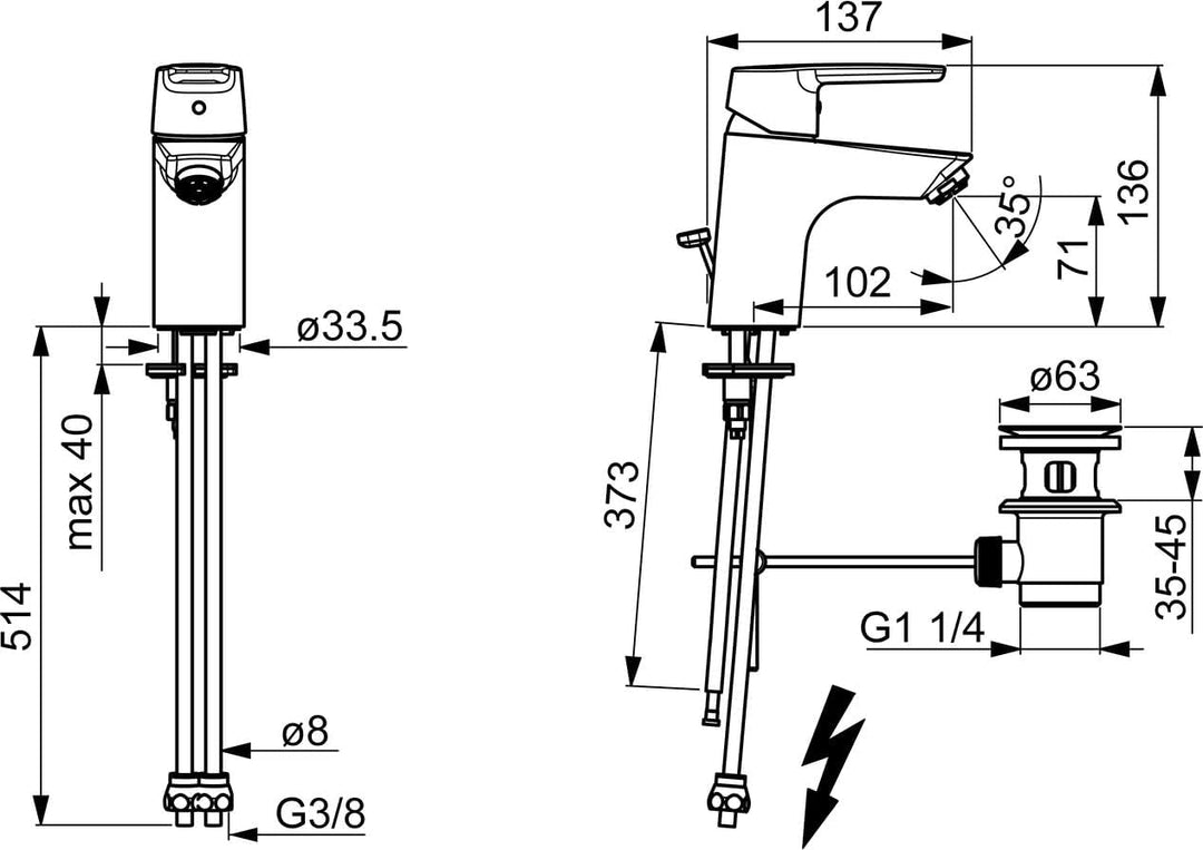 Hansa 51531193 Niederdruck Einhebelmischer/Waschtischbatterie HANSAPOLO DN15 | + Ablaufgarnitur und