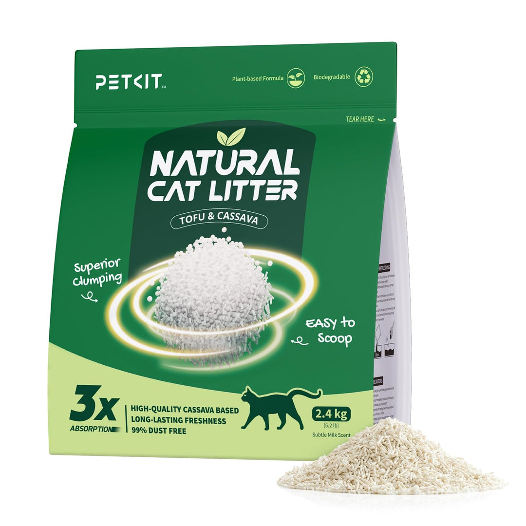 PETKIT Klumpende Katzenstreu Pflanzenbasiert, 100% Natürlich, Staubfrei, Geruchsneutralisierend, Bio