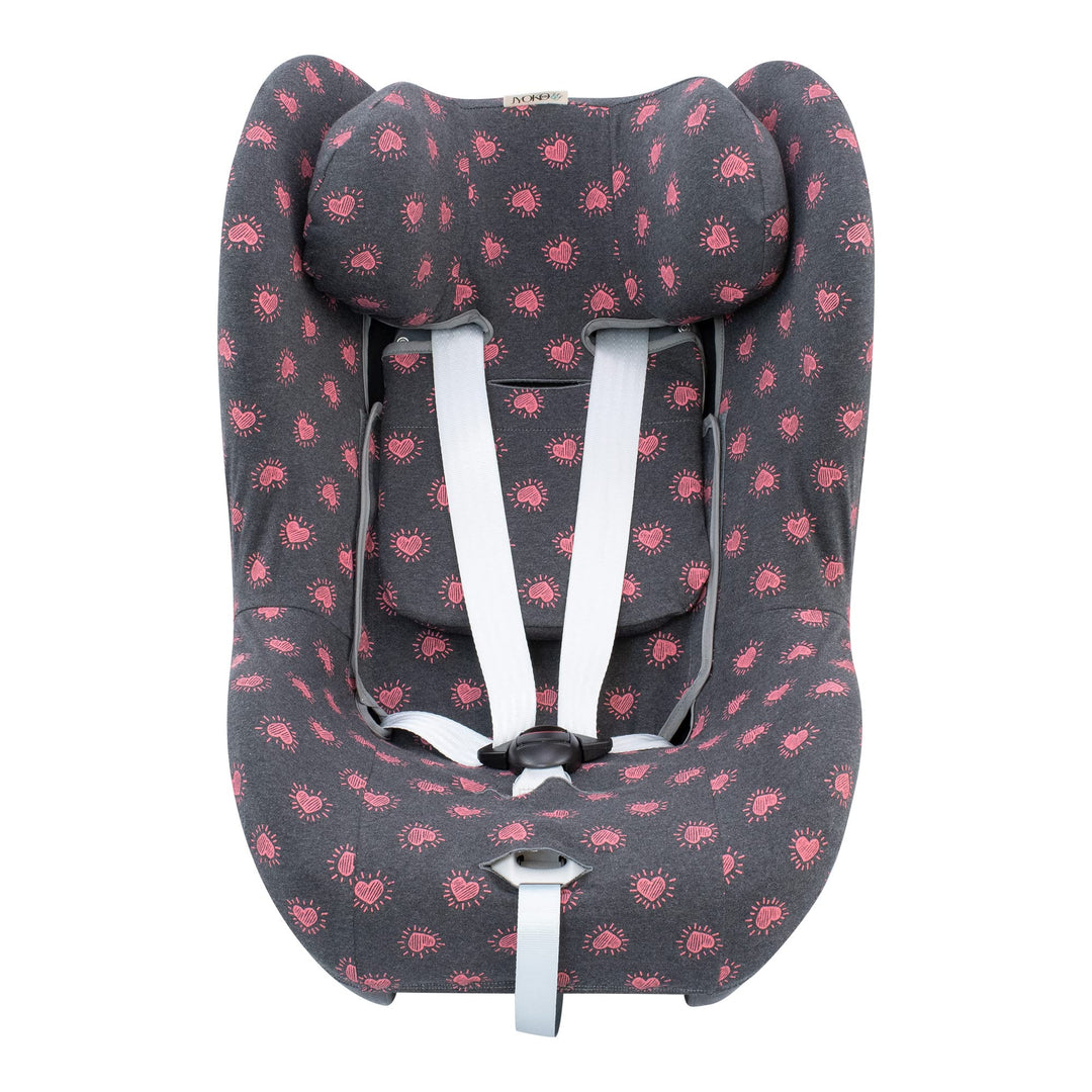 JYOKO KIDS Bezug kompatibel mit Cybex Gold Sirona M2 iSize (FLUOR HEART), FLUOR HEART