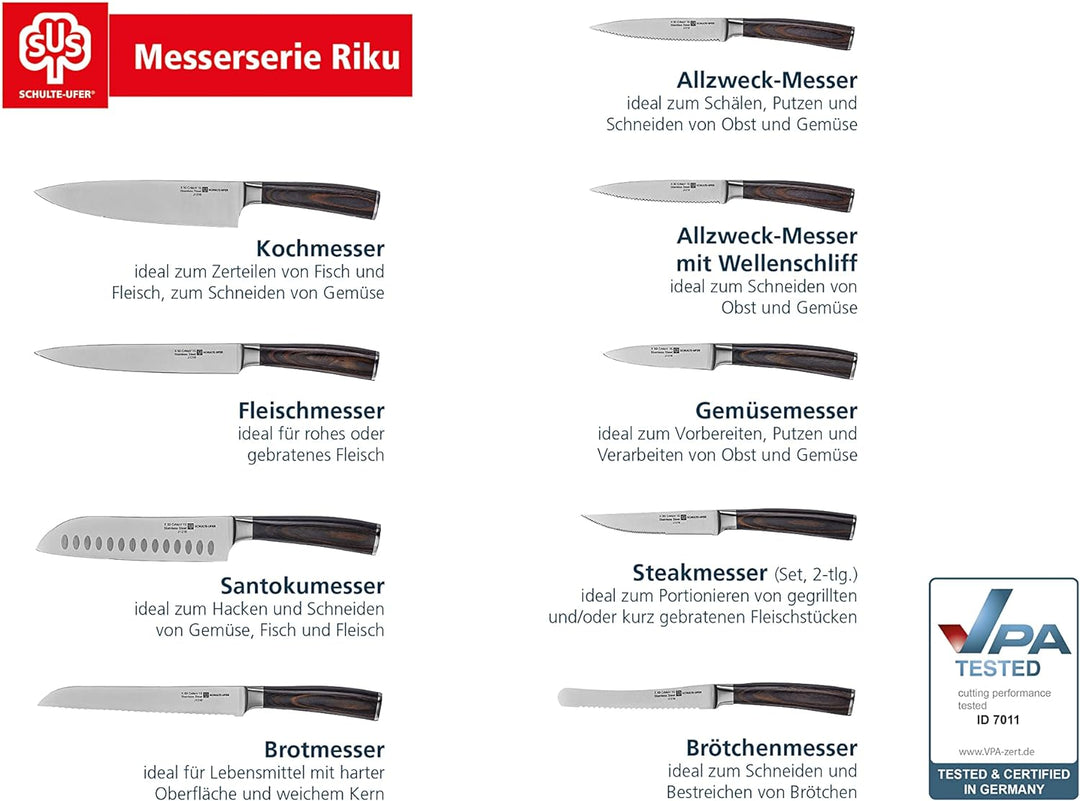 Schulte-Ufer Steakmesser-Set Riku, 2-teilig, 11 cm Steakmesser 2tlg., Steakmesser 2tlg.