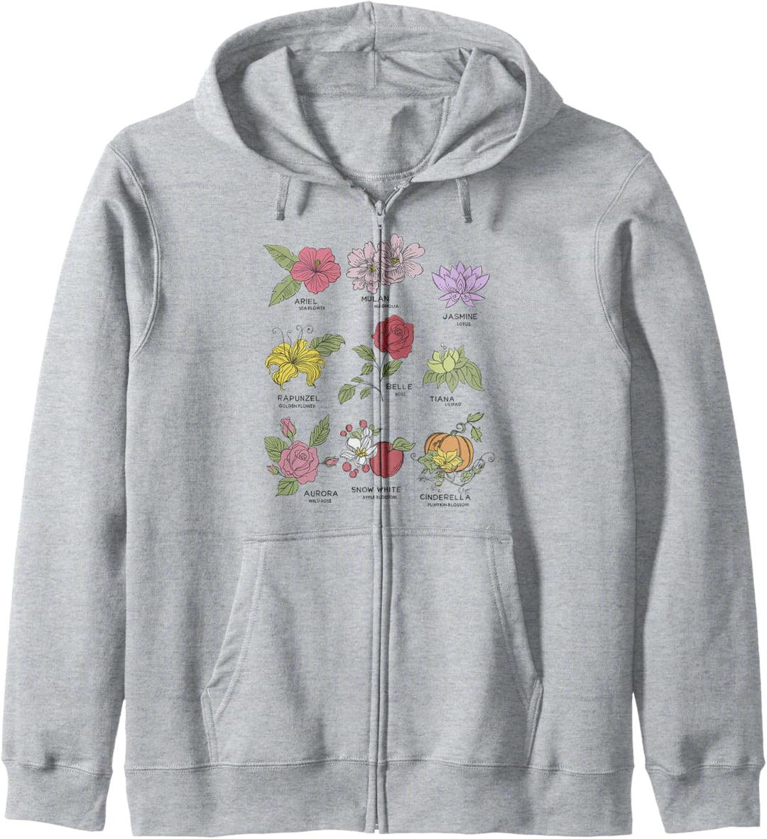 Disney Princesses Types Of Flowers C1 Kapuzenjacke