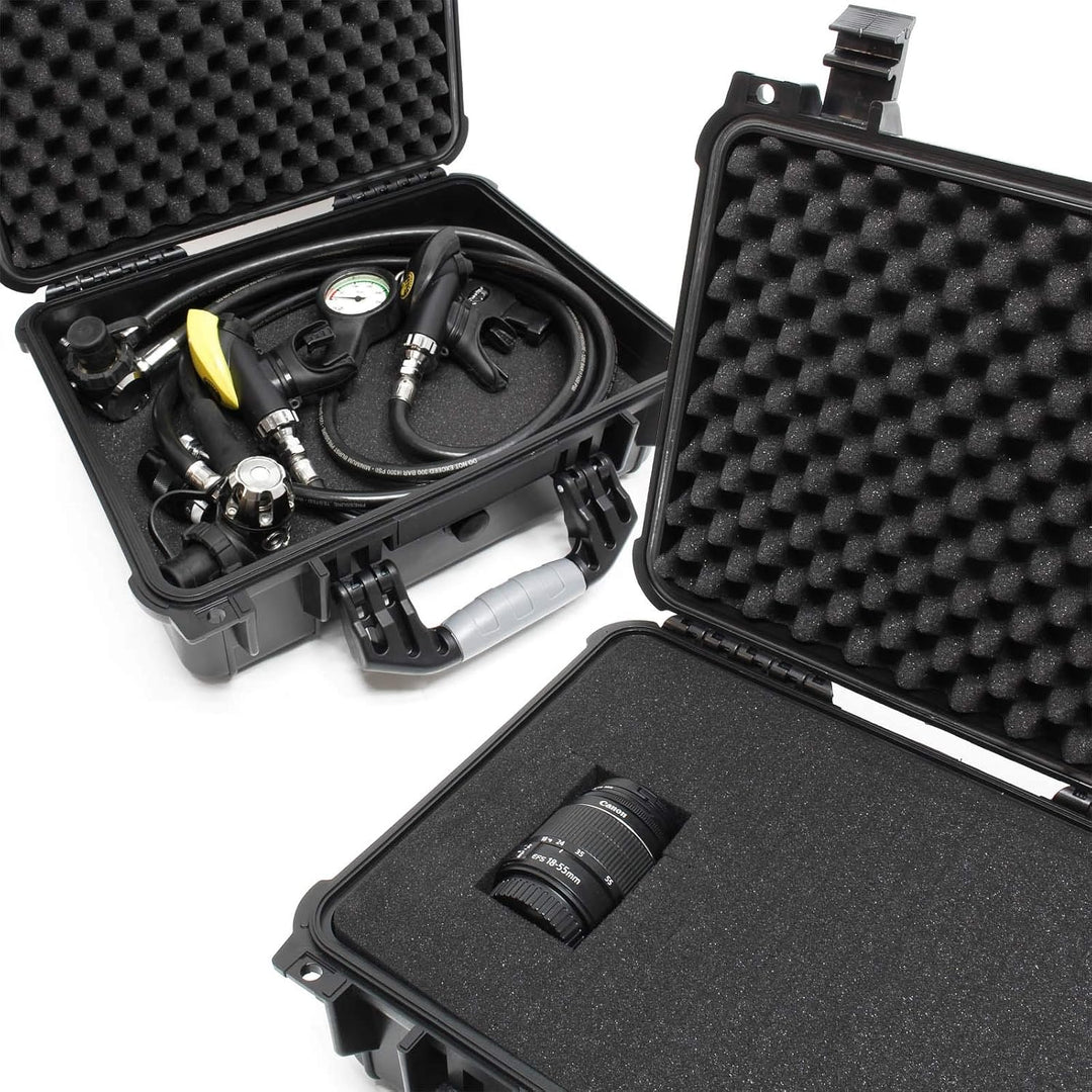 Wiltec Universalkoffer 40,6x33x17,4 cm schwarz, Schutzkoffer Wasserdicht mit Druckausgleichsventil &