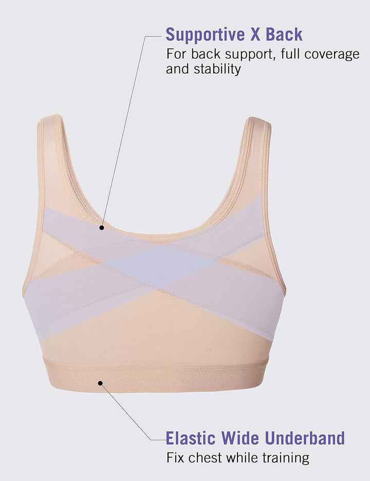 SYROKAN Damen Sport BH Starker Halt - Vorderverschluss Ohne Bügel Und Einlagen für Nach Brust OP Fit