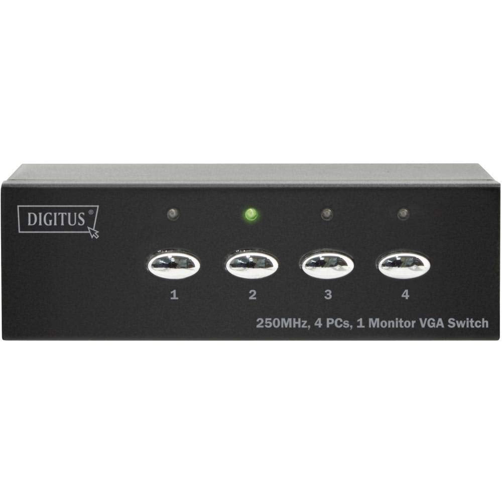 DIGITUS Professional VGA Video Switch / Umschalter, 4 Eingänge - 1 Ausgang, 250MHz, bis 1920x1080 Pi