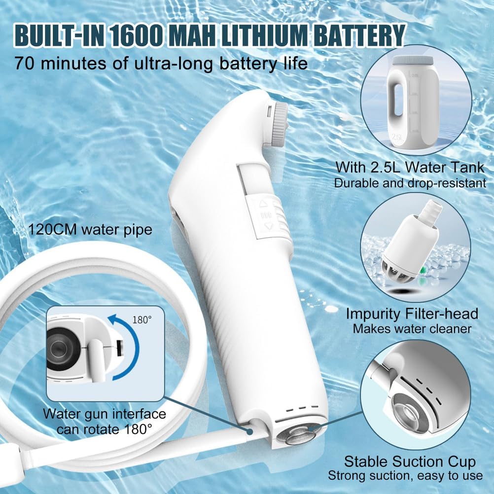 Po Dusche Elektrische,Portable Bidet,Tragbares Bidet Handbrause Mit 2.5 L Peri Bottle,Akku Podusche
