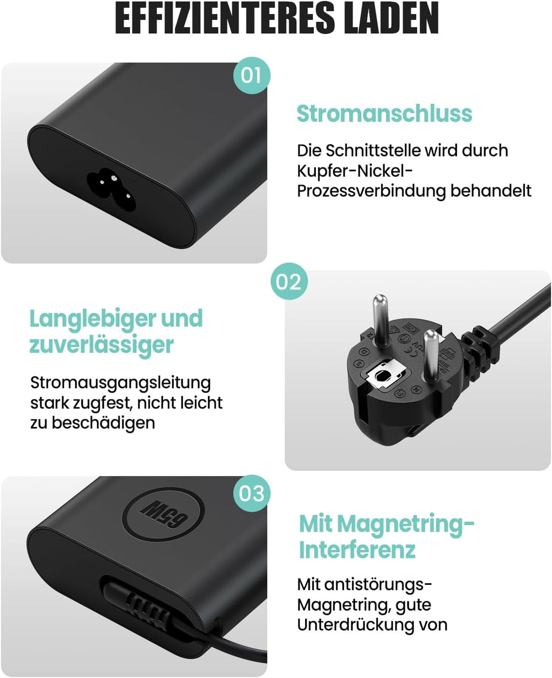 65W USB C Netzteil Ladegerät für Latitude 5420, 5490, 5520, 5285, 5290, 7420, 7370, 7275, XPS 13 925