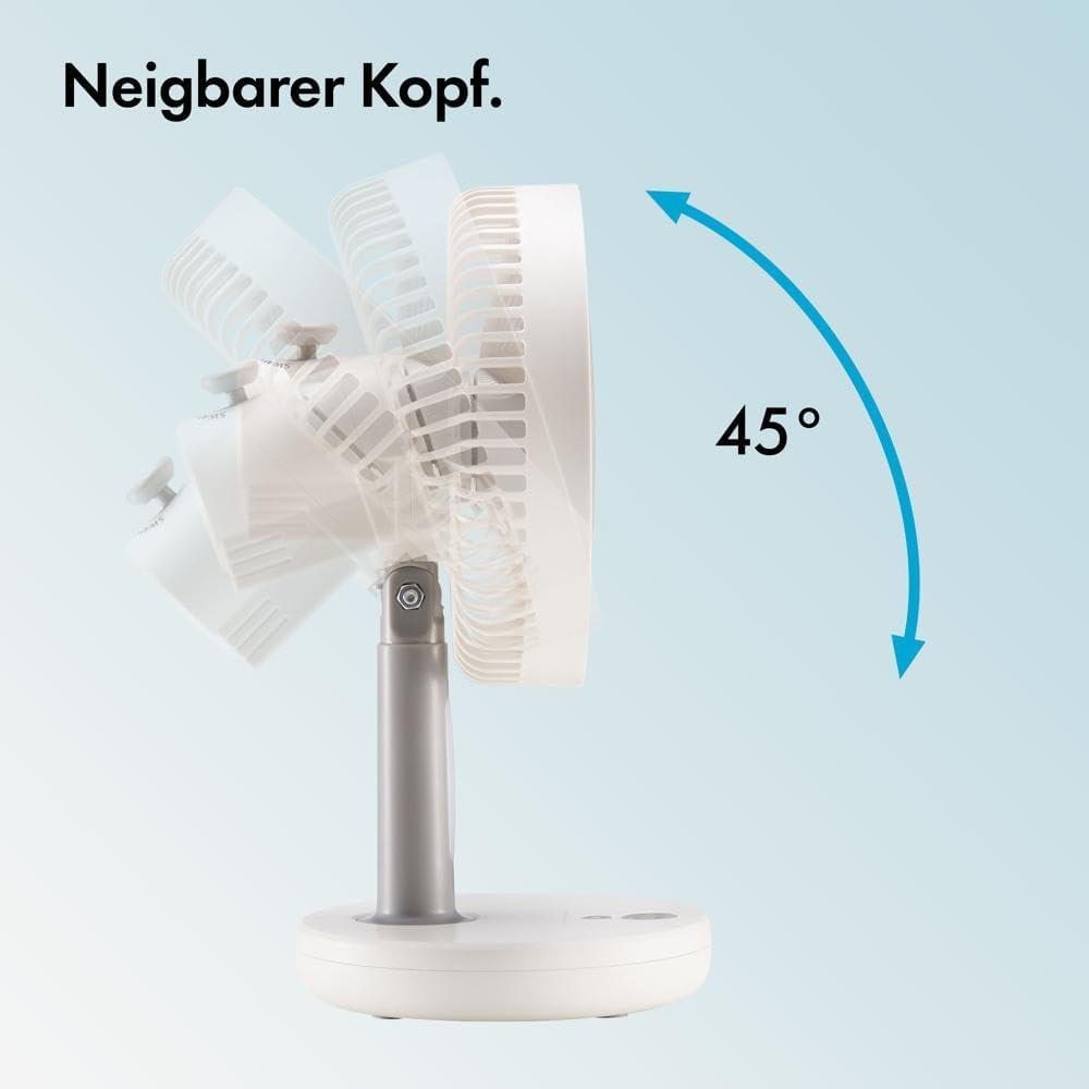 VonHaus 26cm Tischventilator – Leichter, Tragbarer, USB Mini Ventilator, 3 Stufen – Um 45° Neigbar,