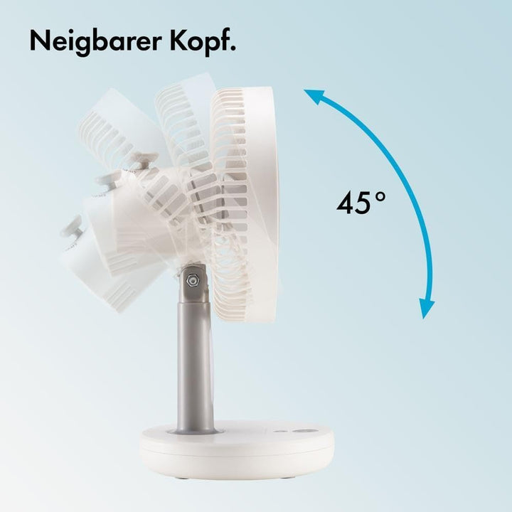 VonHaus 26cm Tischventilator – Leichter, Tragbarer, USB Mini Ventilator, 3 Stufen – Um 45° Neigbar,