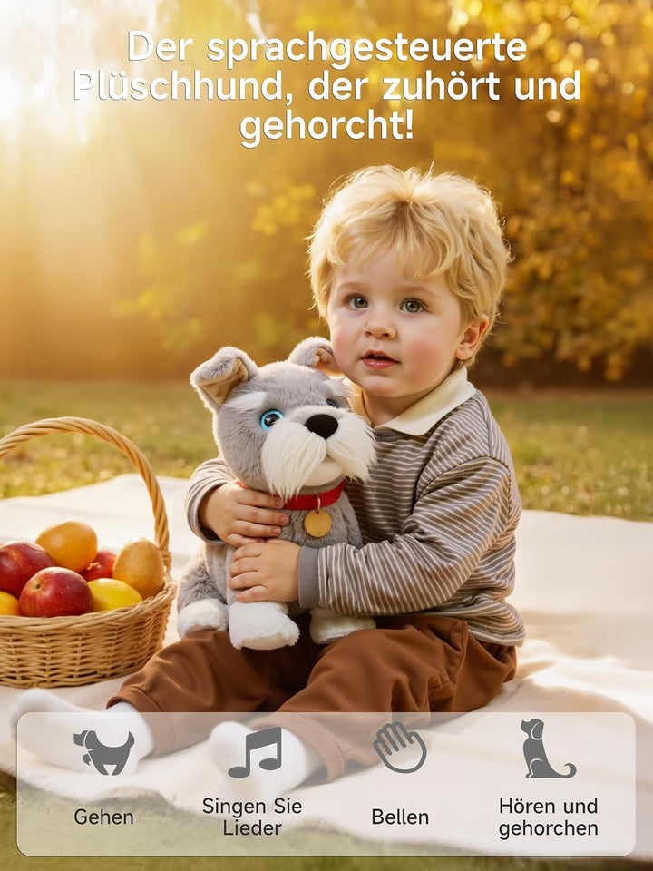 TUMAMA KIDS Interaktives Hund Spielzeug Kinder 6 Musik, Laufender Hund mit Schallsteuerung der Läuft