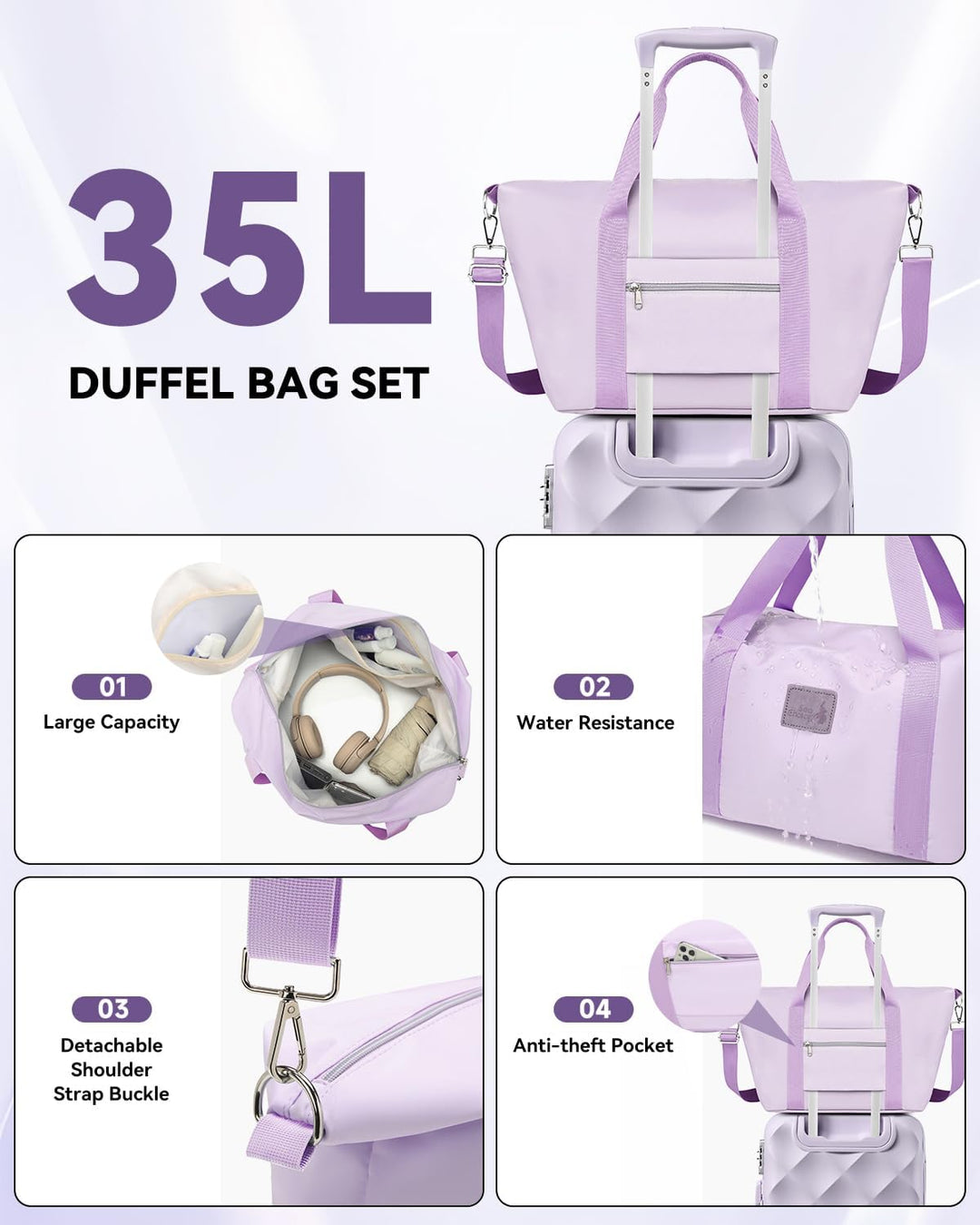Sea choice Hardschalen Trolley Koffer Set 5tlg. Zwillingsrollen Reisekoffer Enthält 1 Reisetasche un