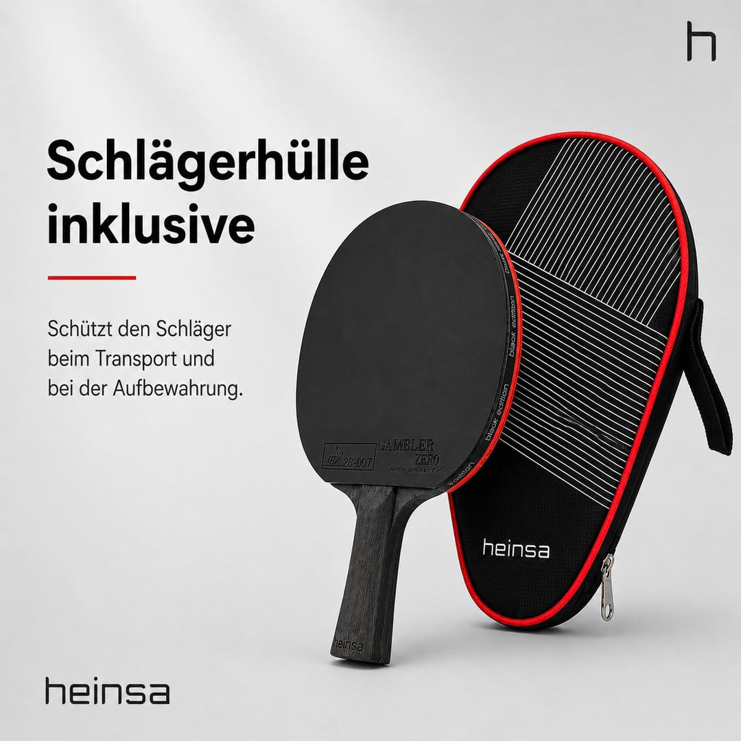heinsa Carbon Profi Tischtennisschläger ITTF Wettkampf zugelassen Black Edition aus Lichtnussbaum mi