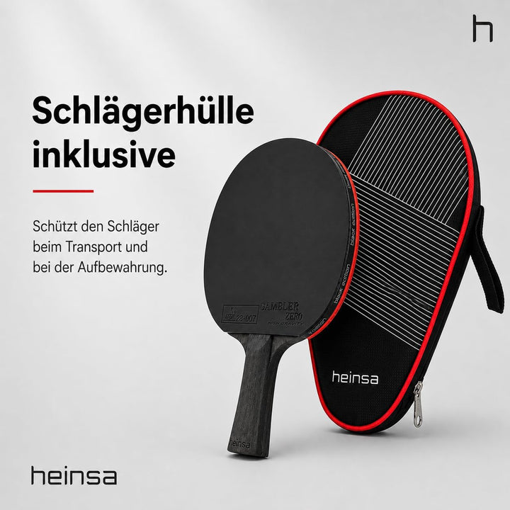 heinsa Carbon Profi Tischtennisschläger ITTF Wettkampf zugelassen Black Edition aus Lichtnussbaum mi