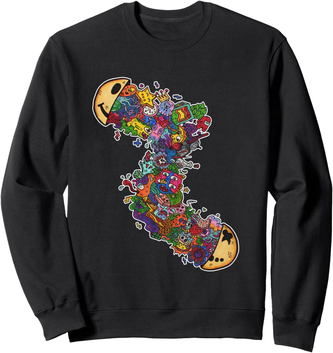 Doodle art, Comic Zeichnung, zerbrochener Smiley, Monster Sweatshirt