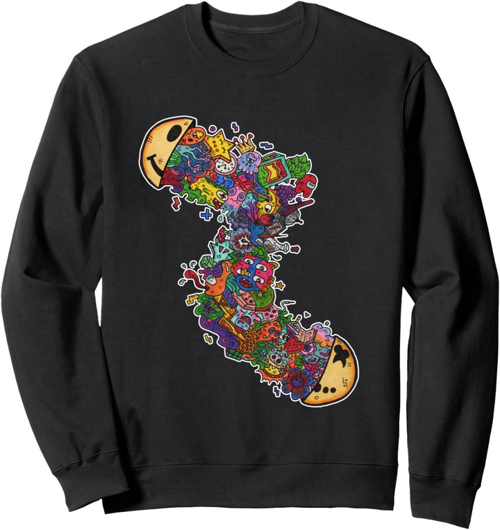 Doodle art, Comic Zeichnung, zerbrochener Smiley, Monster Sweatshirt