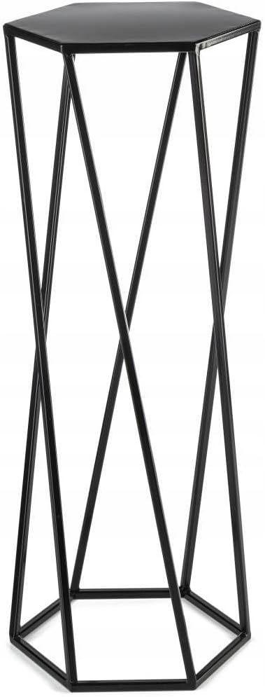 Schwarz Blumenständer Metall 70 cm Hoch - Solider Blumenhocker in Sechseckiger Form - Pflanzenstände