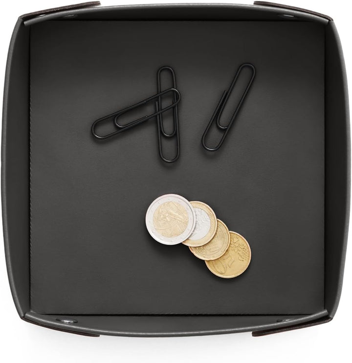 Eglooh - Perseo - Taschenleerer Leder Anthrazit Grau - Schreibtisch-Organizer mit modernem Design -