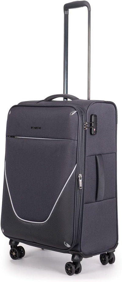 Stratic Strong Koffer Weichschale Reisekoffer Trolley Rollkoffer Handgepäck, TSA Kofferschloss, 4 Ro