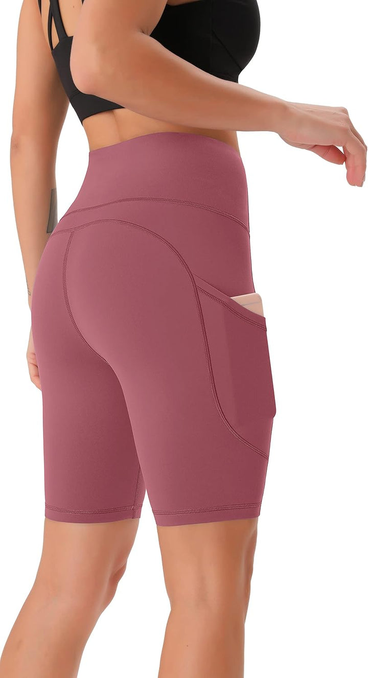 Persit Damen Kurze Leggings, Blickdicht Radlerhose mit Taschen XS Dustyrose, XS Dustyrose