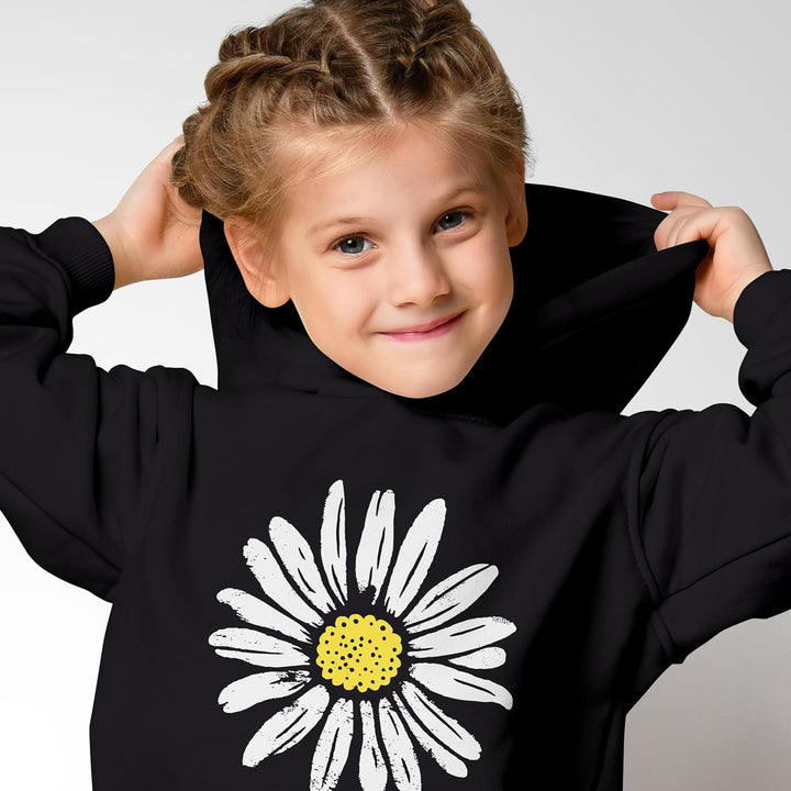 Neverless® Kinder Hoodie Mädchen Blumen Aufdruck Kapuzenpullover Sweatshirt Kapuze Schwarz 164, Schw