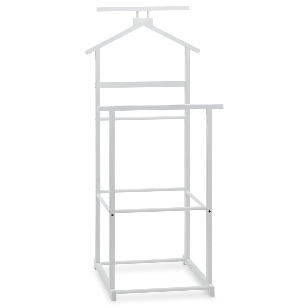 IDIMEX Herrendiener Kanna weiss - Kleiderbügel, Kleiderbutler mit Hosenablage aus Bambus, modern, We