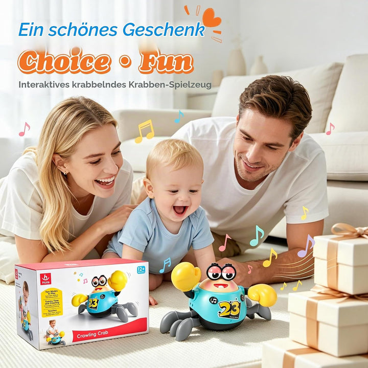 KETIEE Krabbe Baby Spielzeug 6-12 Monate, Interaktives Krabbelspielzeug, Automatisch Hindernissen Au