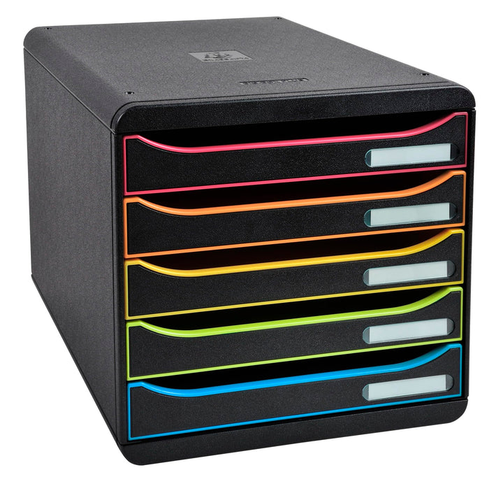 Exacompta 309914D Premium Ablagebox mit 5 Schubladen für DIN A4+ Dokumente. Stapelbare Schubladenbox