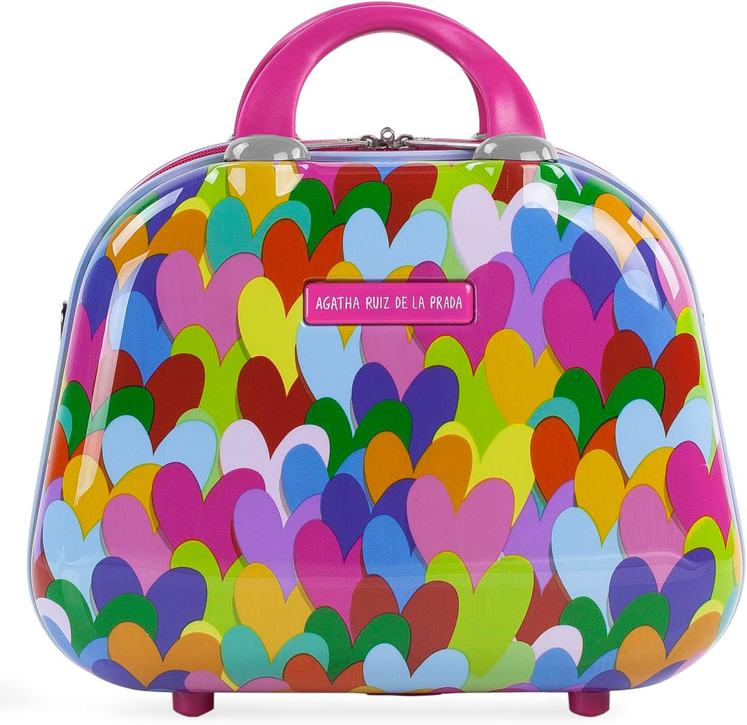 AGATHA RUIZ DE LA PRADA - Grosse Kosmetikkoffer aus starrem Polykarbonat mit Herzdruck. Spiegel-Toil