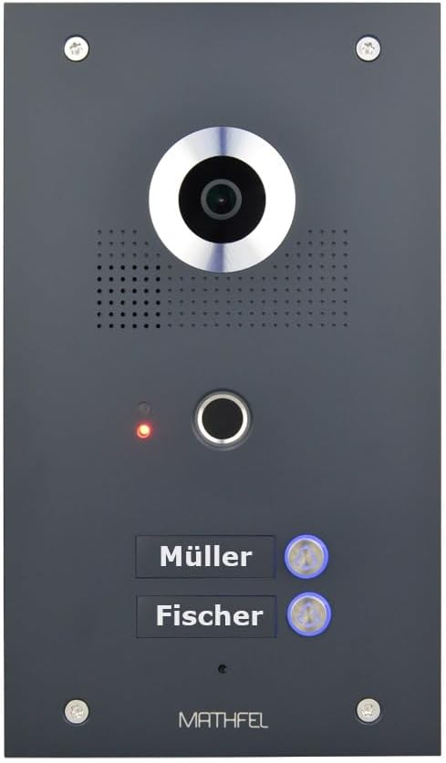 MATHFEL 2-Draht Bus Video Türsprechanlage mit Fingerprint – Türklingel mit Kamera für 2-Familienhaus