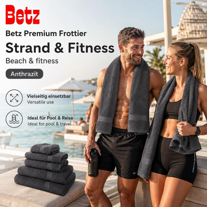 Betz 5-TLG. Handtuch-Set Premium 100% Baumwolle 1 Duschtuch 2 Handtücher 1 Gästetuch 1 Waschhandschu