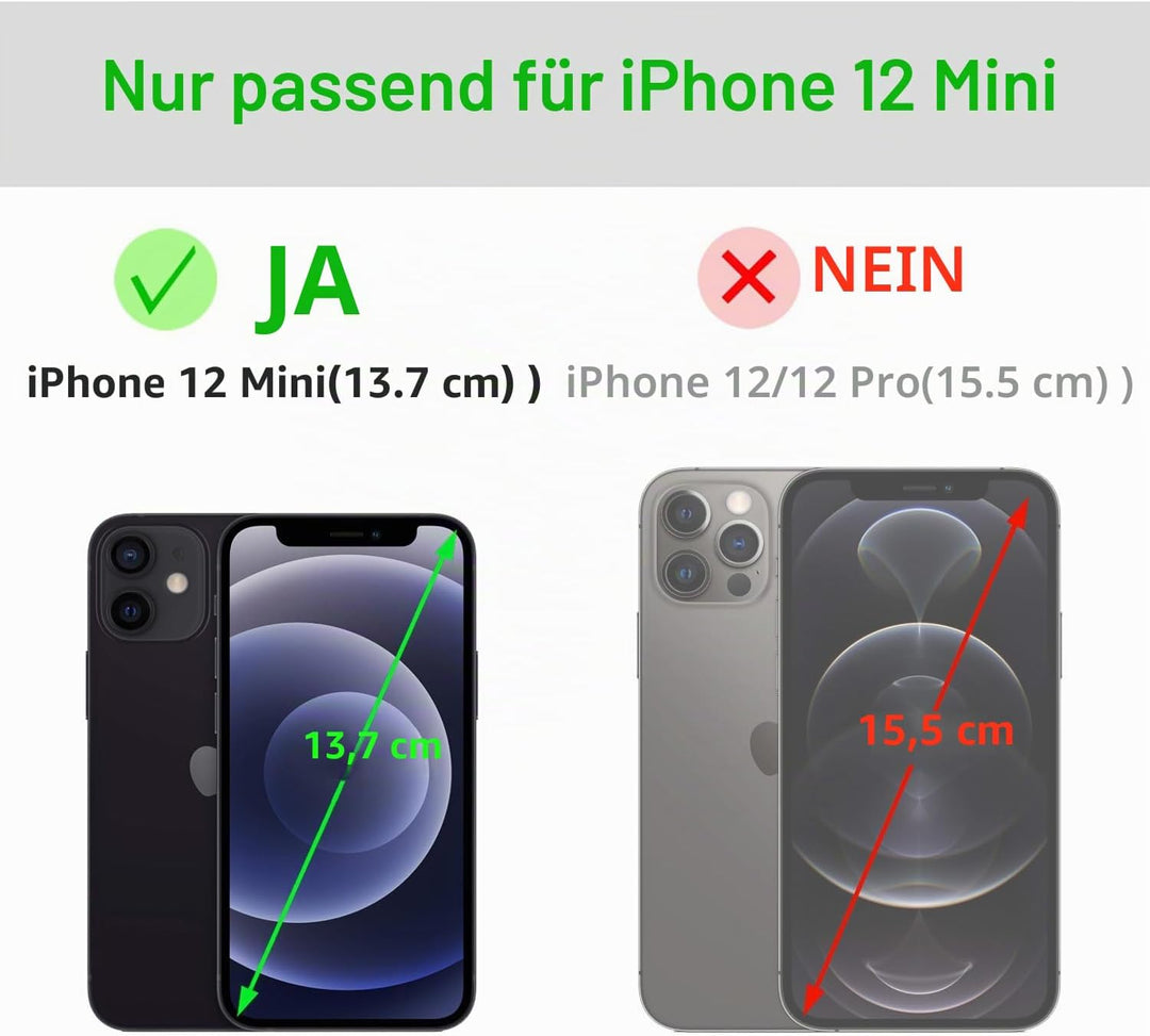 LENSUN Echtleder Hülle für iPhone 12 Mini, Handyhülle [Echtes Leder][Magnetverschluss][RFID Schutz]