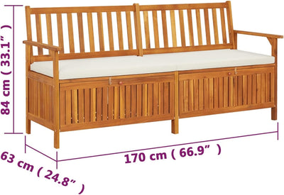 Festnight Gartenbank mit Stauraum Holz 170 cm Truhenbank mit Kissen Gross Aufbewahrungsbox Holzbank