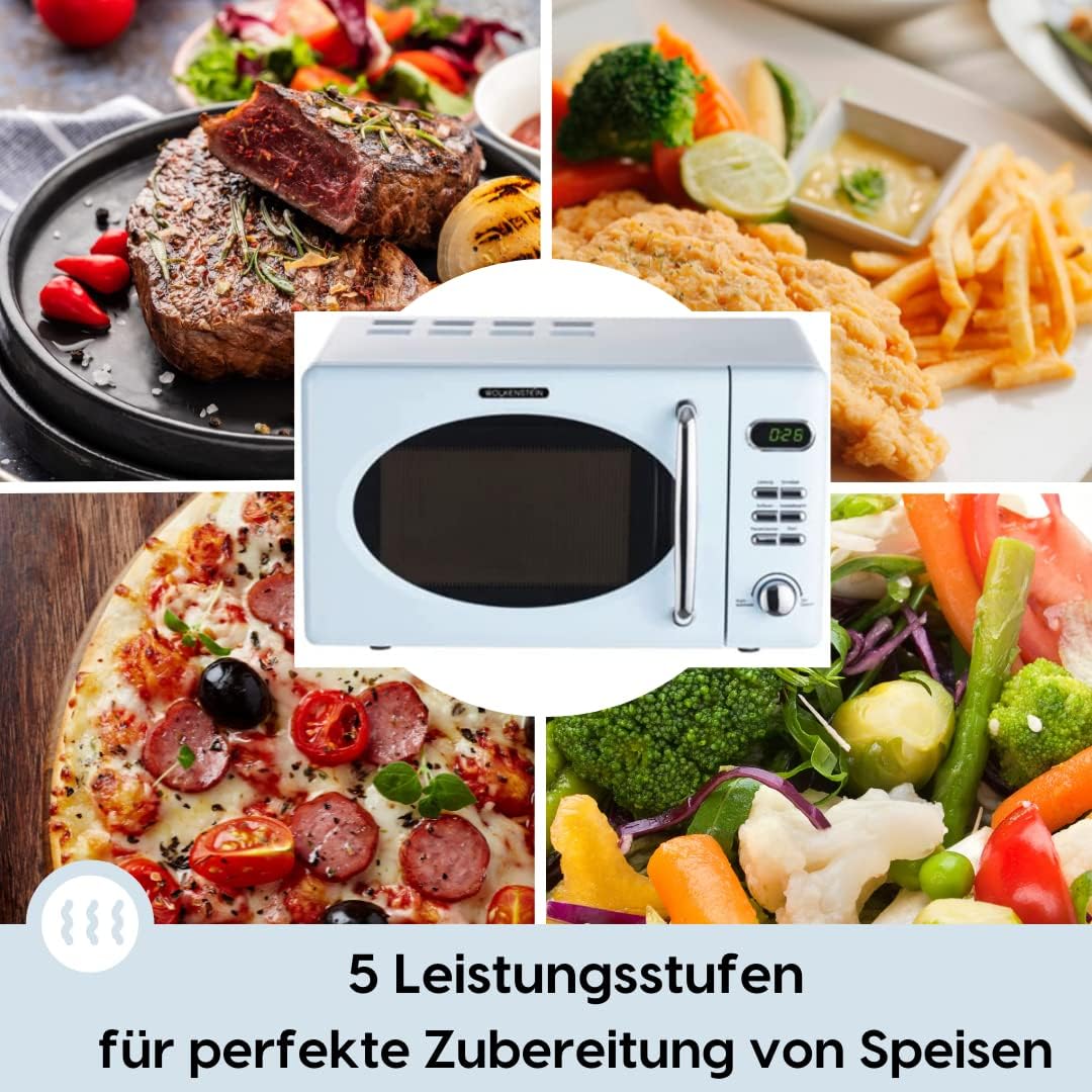 Wolkenstein Retro Stand Mikrowelle WMW720 I 700W Mikrowellenleistung I 20L Garraum I5 Leistungsstufe