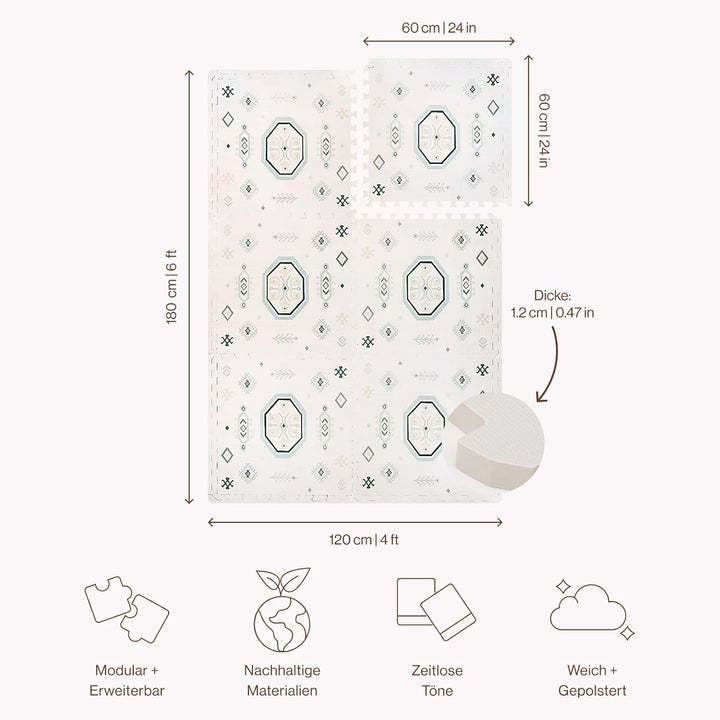 Toddlekind Puzzlematte Kinder, 6-Tlg. Inkl. Rand – Baby-Puzzlematten & Puzzle Bodenmatte, Ungiftige