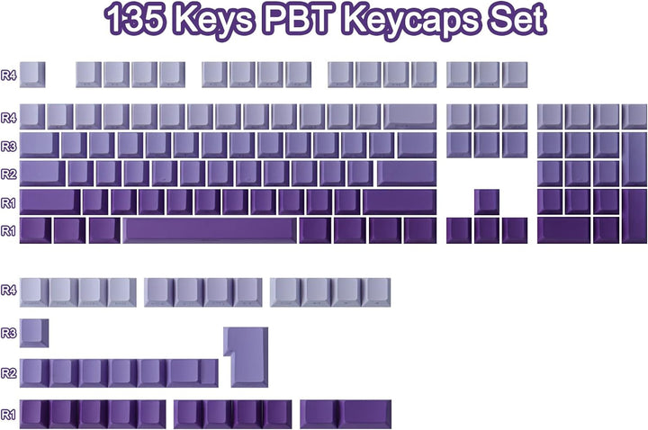 Keycaps PBT Transparente Keycaps Letter Side Engraved Purple Gradient Keycaps 135 Tasten Custom ANSI
