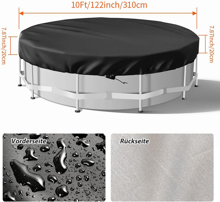 Poolabdeckung Rund 305, Verdicktes 420D Pu Pool Winterabdeckung, UV-Schutz Poolabdeckung Winter mit