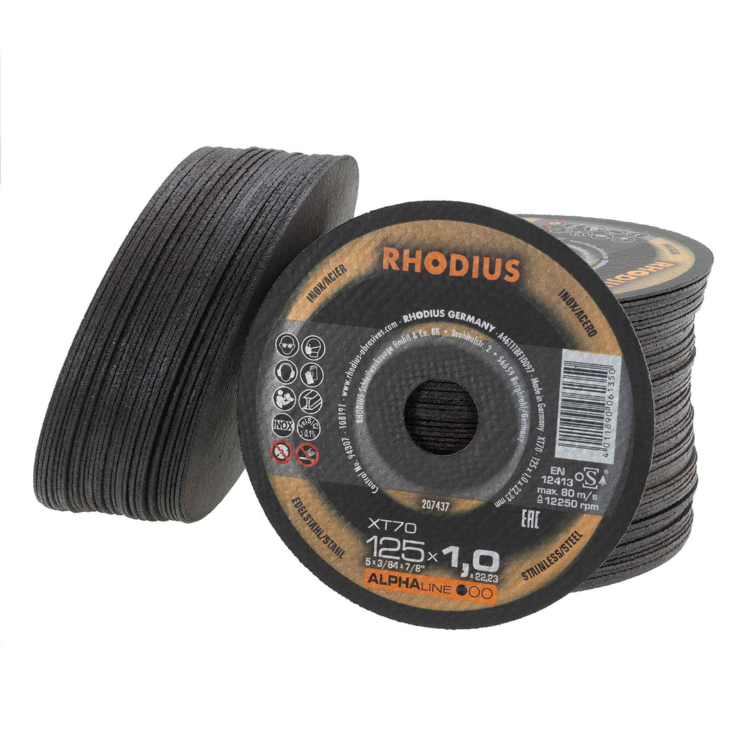 RHODIUS Trennscheibe XT 70 125x1,0x22,23mm Edelstahl Alpha 100 Stück